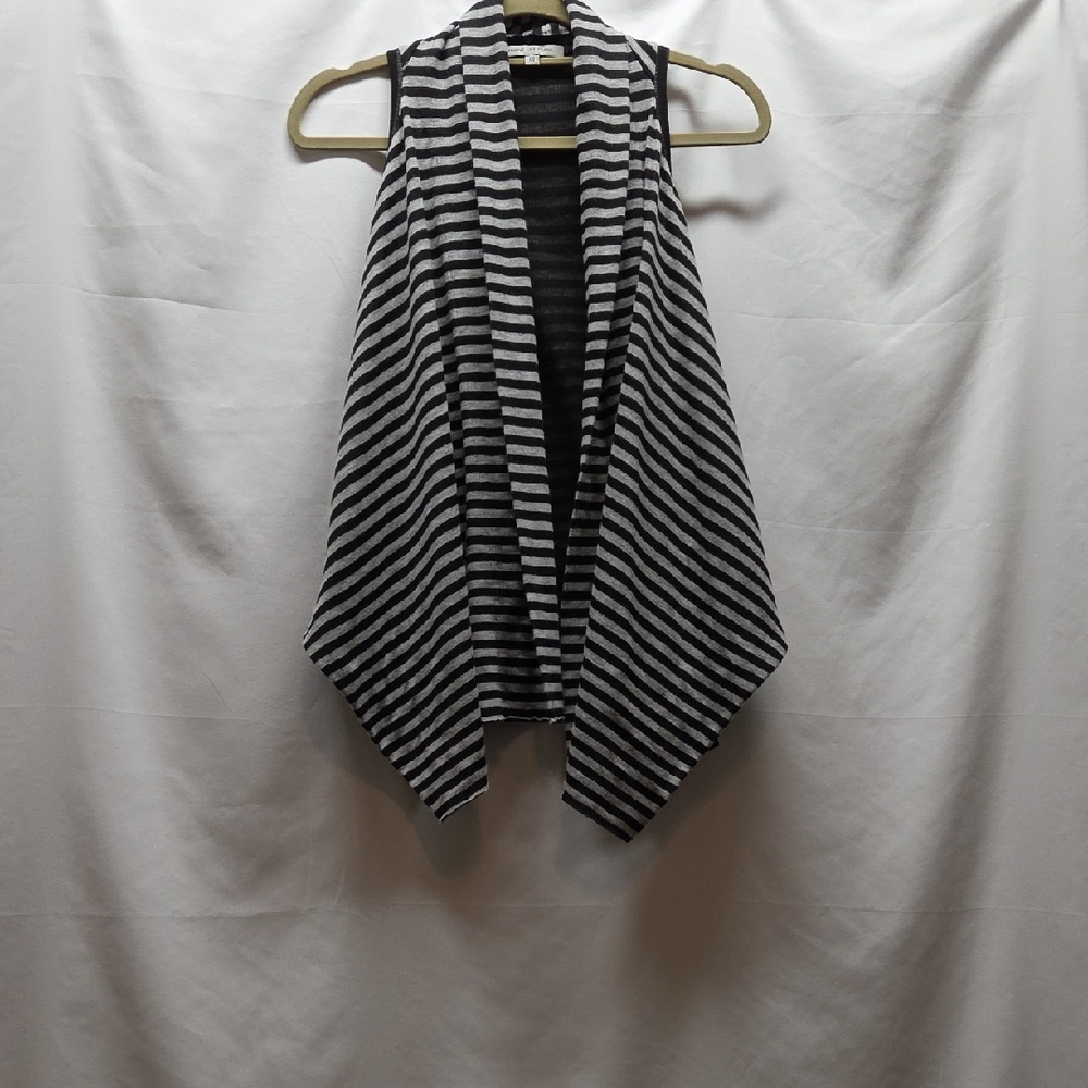 People Like Frank Lightweight Vest Topper Gray Black Knit Stripes XS